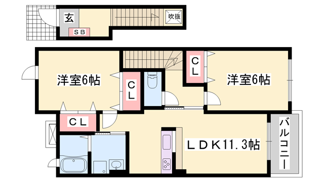 ブリランテ ウノ(2LDK/2階)の間取り写真