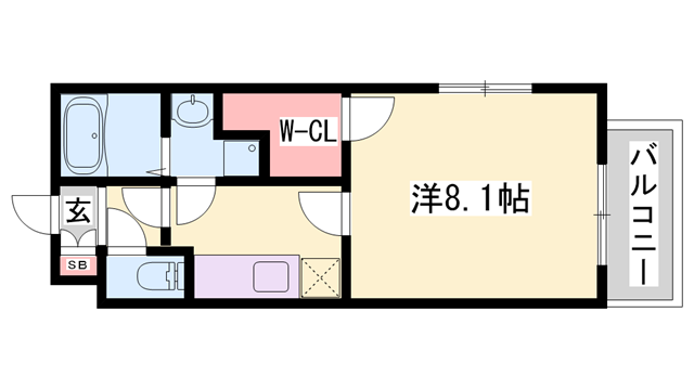 フロイデ姫路(1K/3階)の間取り写真