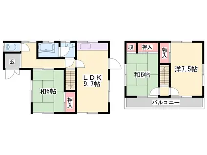 山陽電気鉄道本線 播磨町駅 徒歩15分 2階建 築48年(3LDK)の間取り写真
