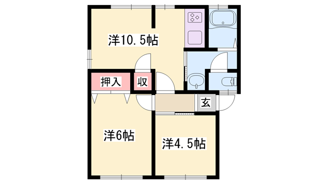 河原サンハイツB(2LDK/1階)の間取り写真