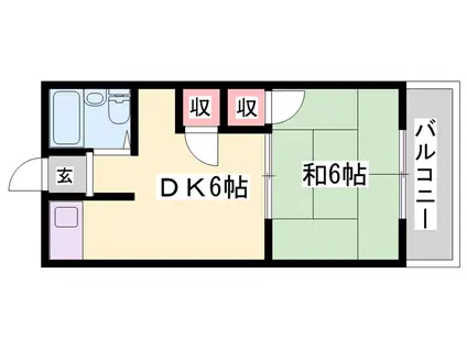 ユニハイツ田村Ⅱ(1DK/2階)の間取り写真