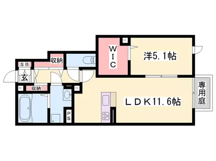 DーROOM社Ⅱ(1LDK/1階)の間取り写真