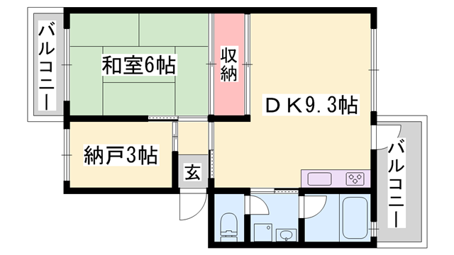 砥堀第2コーポラス(2DK/1階)の間取り写真