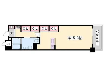 キャッスルコート西新町(ワンルーム/7階)の間取り写真