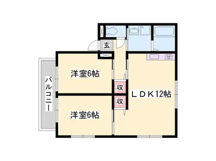 ハーモネート城西(2LDK/2階)の間取り写真