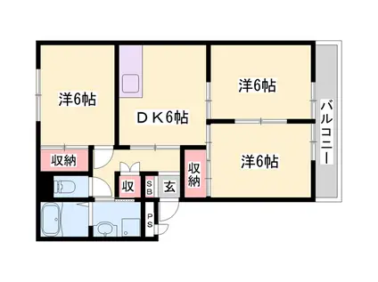 イーストカーサ(3DK/2階)の間取り写真