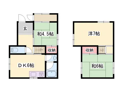 播但線 福崎駅 徒歩98分 2階建 築50年(3DK)の間取り写真