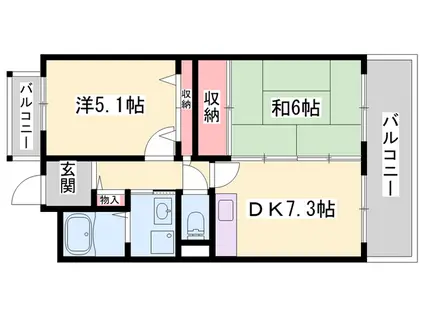 泉マンション(2DK/9階)の間取り写真