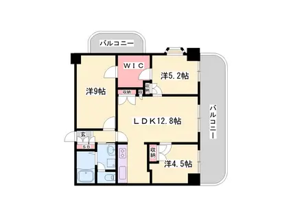 キャッスルコート御立(3LDK/4階)の間取り写真