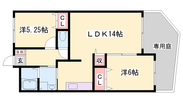 プレイン八代(2LDK/1階)の間取り写真