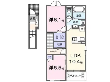 グランドールⅡ(2LDK/2階)の間取り写真