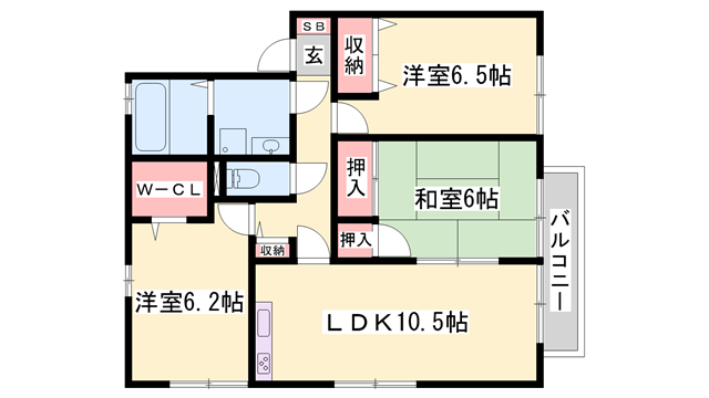 ファミール才(3LDK/2階)の間取り写真