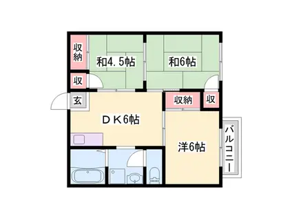 S&Tハイツ中田(2LDK/2階)の間取り写真