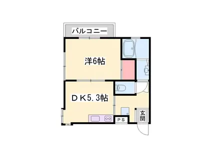 シャトリエ1(1DK/2階)の間取り写真