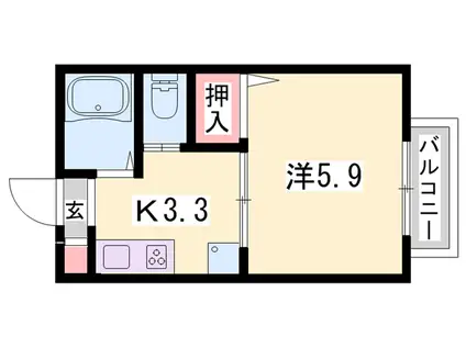 サンハイツふじ(1K/1階)の間取り写真