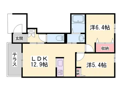 PISO MARIO(2LDK/1階)の間取り写真