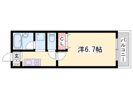 エスポワール書写(1K/2階)の間取り写真