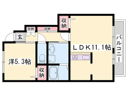 クレアー A棟(1LDK/1階)の間取り写真