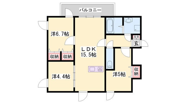 ルークレジデンスNUEVE(3LDK/2階)の間取り写真