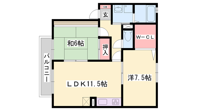 ビューハイツ西蒲田(2LDK/1階)の間取り写真