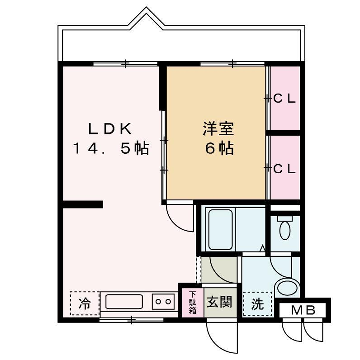 ロイヤルメゾン白浜(1LDK/2階)の間取り写真