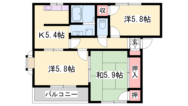 プリミエール国分寺(3K/1階)の間取り写真