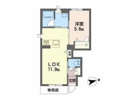 カーサ・アザレア(1LDK/1階)の間取り写真