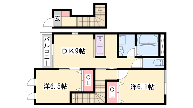 サンタピア(2DK/2階)の間取り写真