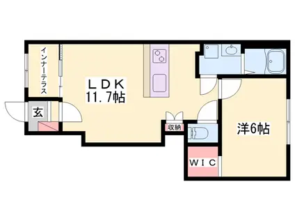 三木市緑が丘町本町一丁目アパート(1LDK/1階)の間取り写真