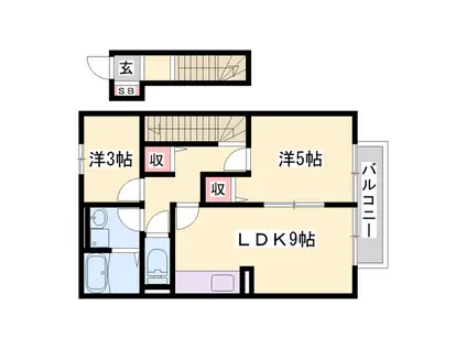 アネックスハイブリッジB棟(1SLDK/2階)の間取り写真