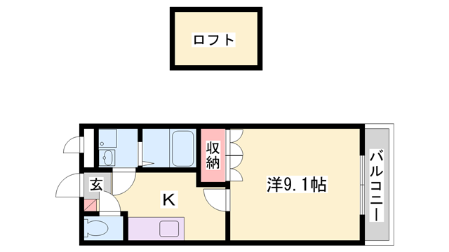 グロリアスガーデン(1K/2階)の間取り写真