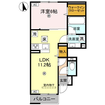 アンクレール(1LDK/1階)の間取り写真