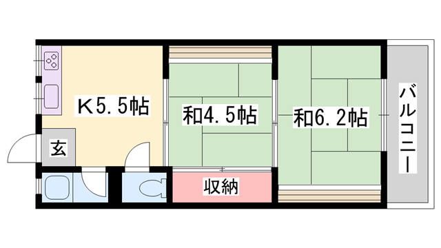 鳳アパート(2K/2階)の間取り写真
