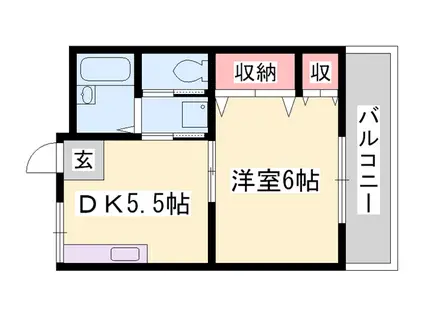 ベル新在家(1DK/3階)の間取り写真