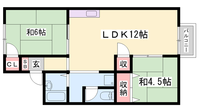メゾン糸久 A棟(2LDK/1階)の間取り写真