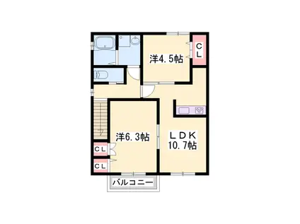 レグジー(2LDK/2階)の間取り写真