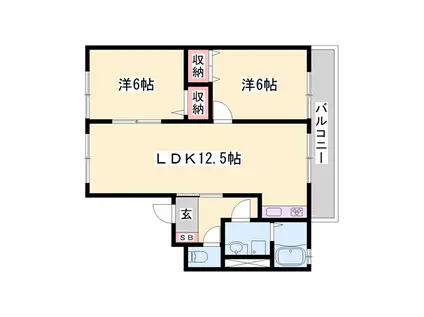 フルーヴ(2LDK/2階)の間取り写真