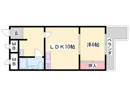 メゾン中村(1LDK/7階)の間取り写真