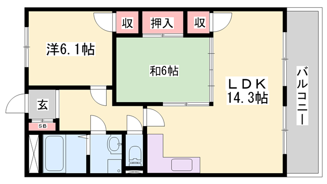 ハイツメロディ(2LDK/3階)の間取り写真