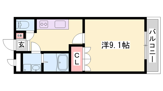 アビタシオン朝日(1K/1階)の間取り写真