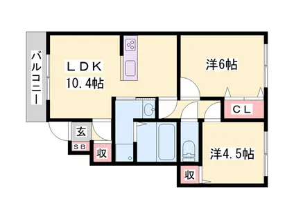 アリス1(2LDK/1階)の間取り写真