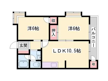 レオパレスⅡ(2LDK/1階)の間取り写真