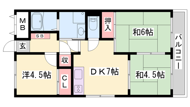 ハイツ和光(3DK/3階)の間取り写真
