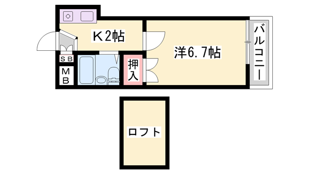あさひハイツ(1K/2階)の間取り写真