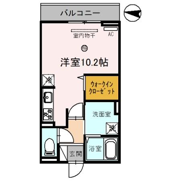 ドマーニ巽(ワンルーム/2階)の間取り写真