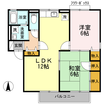 ガーデンハイツB(2LDK/2階)の間取り写真