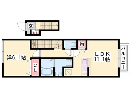 アルコバレーノⅠ(1LDK/2階)の間取り写真