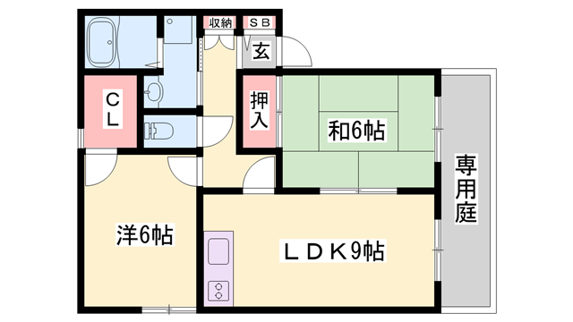 メゾン広峰(2LDK/1階)の間取り写真
