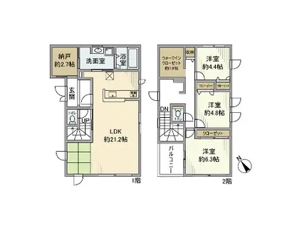 山陽本線 英賀保駅 徒歩22分 2階建 築5年(3LDK)の間取り写真