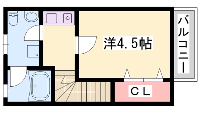 ピアハイツⅡ(ワンルーム/2階)の間取り写真